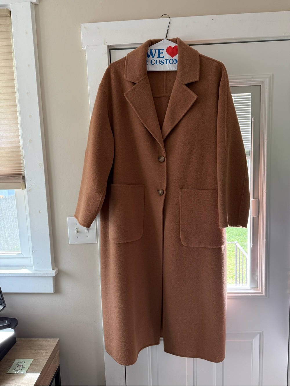 Marine Layer Women's Brown Long Wool Trench Coat